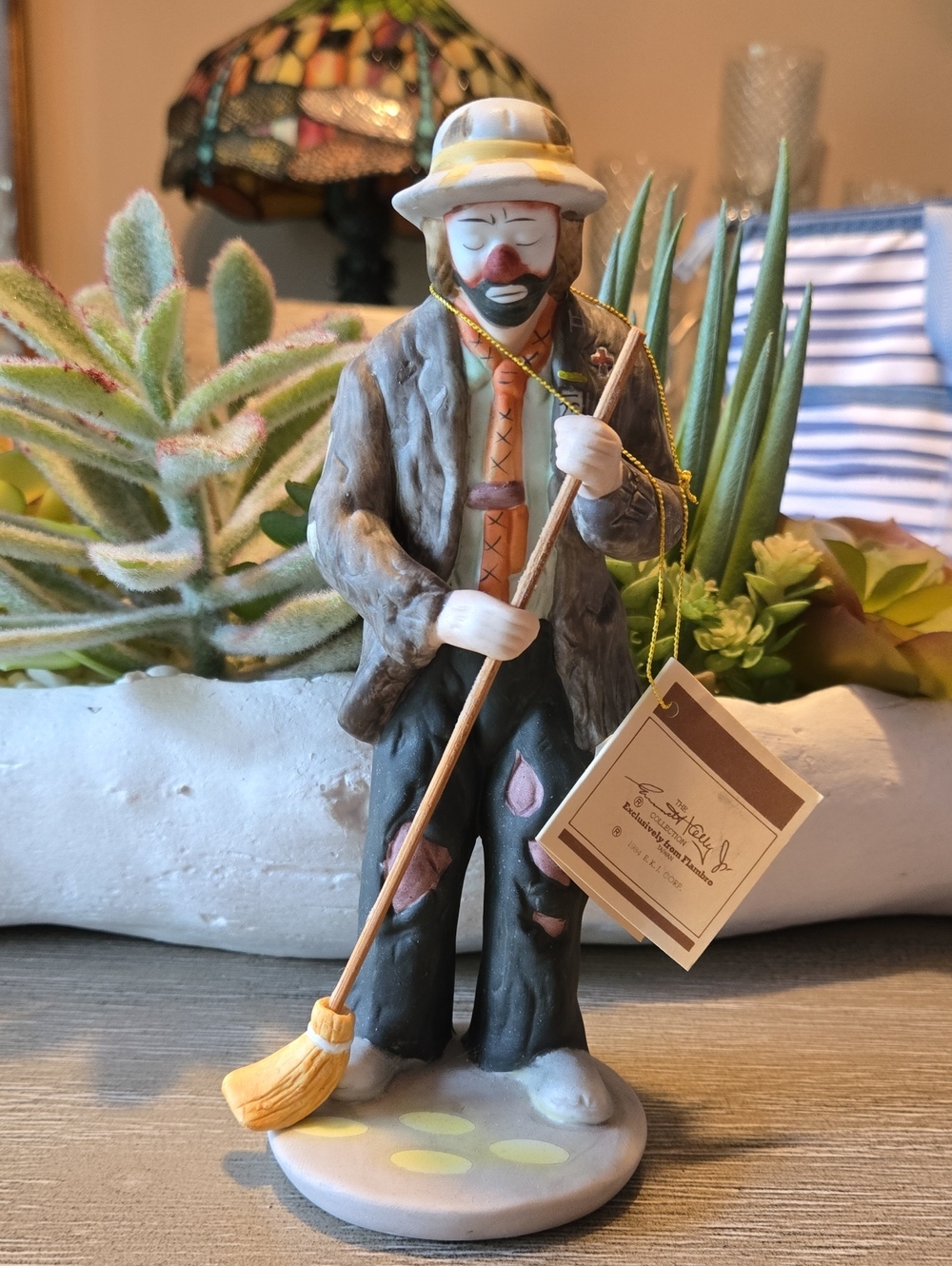 Emmett Kelly and-Painted Broom Sweeper Figurine
